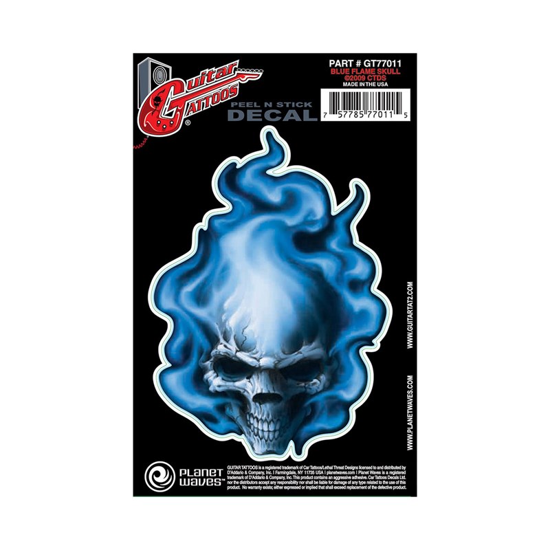 D'Addario Planet Waves GT77011 Guitar Tattoo Blue Flame Skull
